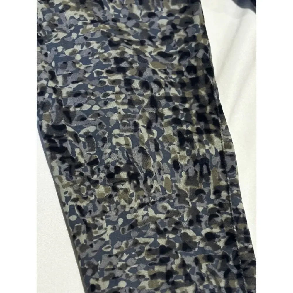 Cabi 604 Skinny Jeans Grey‎ Olive Green Abstract Print Stretch Pants Womens 4